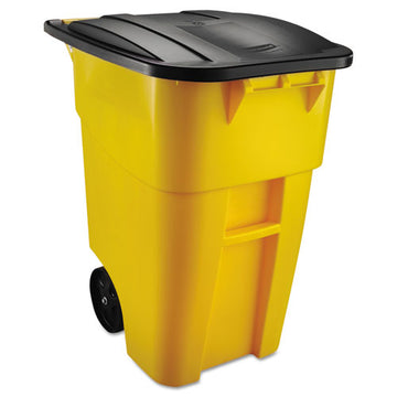 Rubbermaid® Commercial Brute Rollout Container, Square, Plastic, 50 Gal, Yellow freeshipping - TVN Wholesale